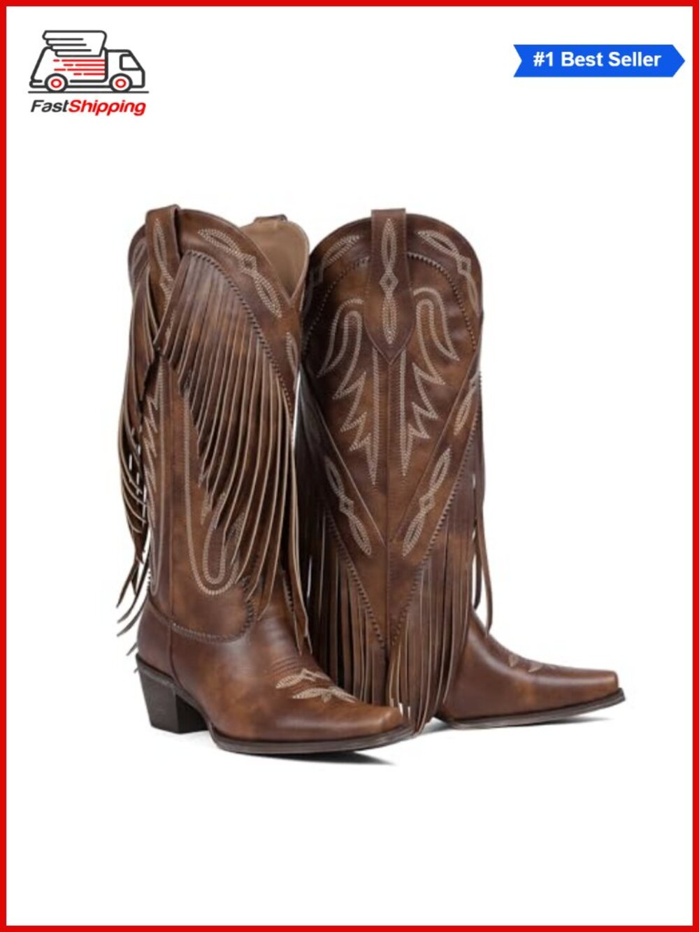 ✨ Mattiventon Cowboy Boots Women Fringe Knee High Western Boots Embroidered